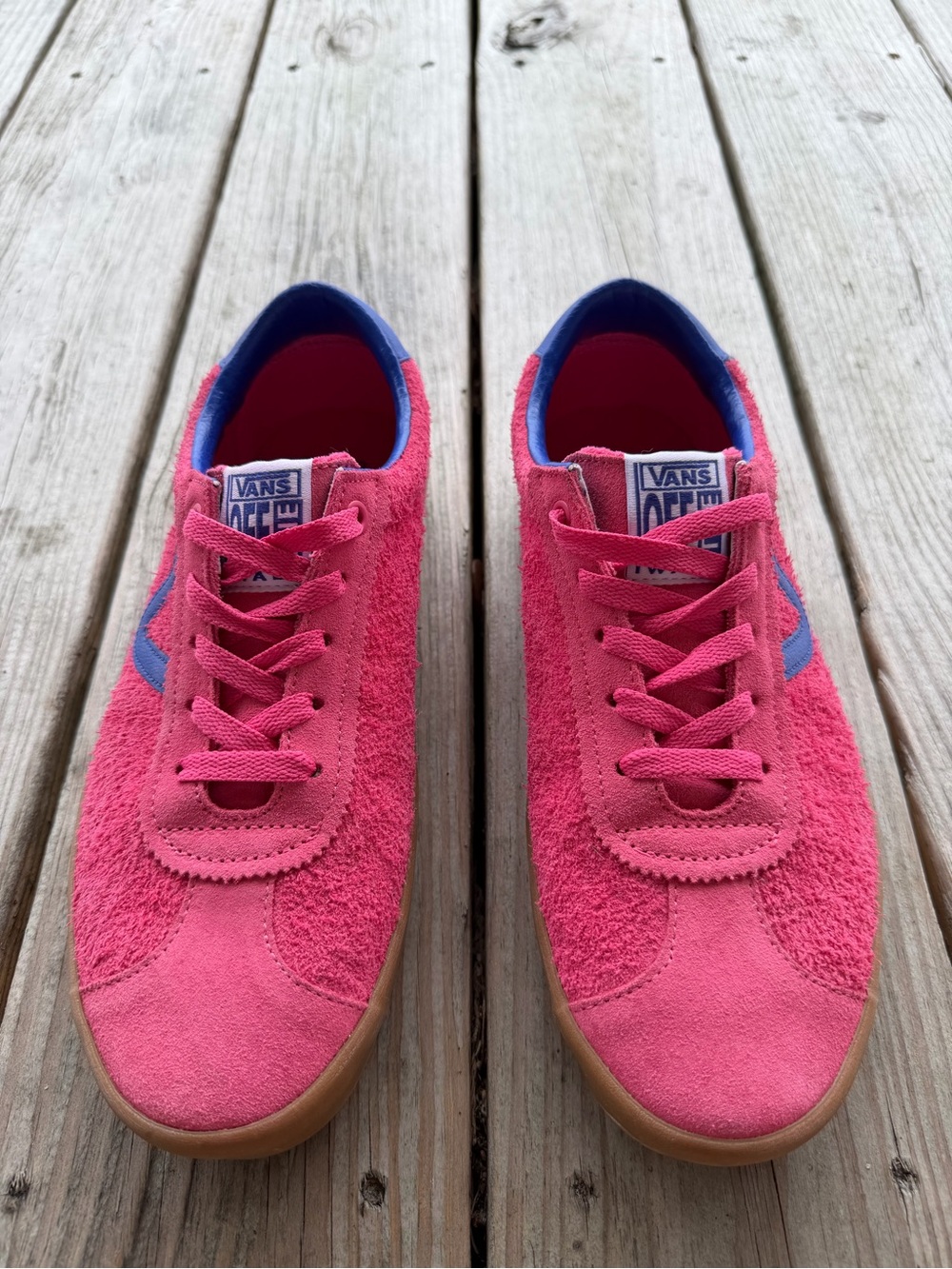 Vans Pink Suede & Terrycloth Sneakers with Blue Trim